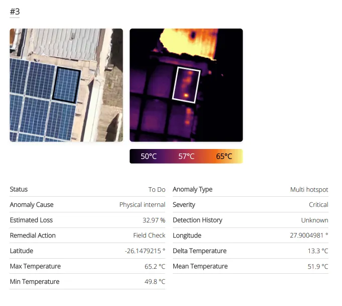 SiteMark report screenshot, temperature delta readings